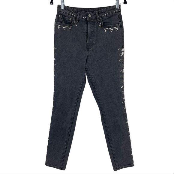 GRLFRND Super High Rise Studded Karolina Button Fly Jeans 26 - Picture 1 of 7
